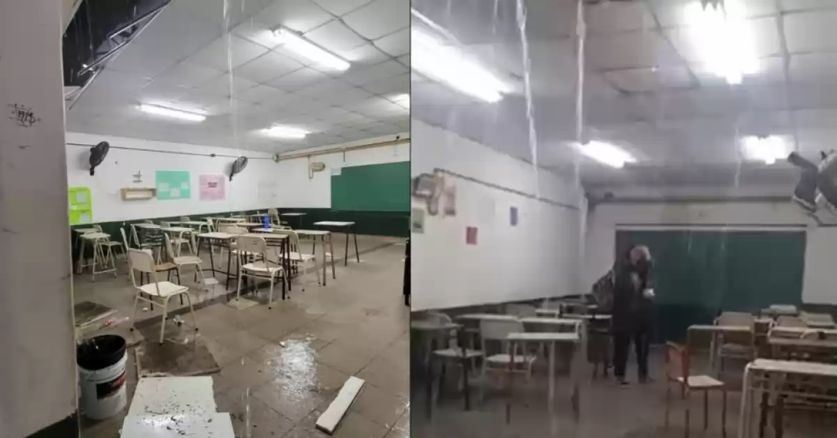 Rosario: se derrumbó el techo de una escuela debido a las intensas lluvias