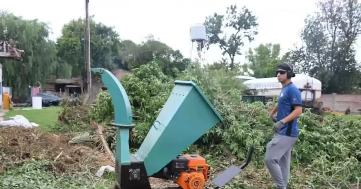 La comuna de Luis Palacios está chipeando los residuos verdes que dejó la tormenta