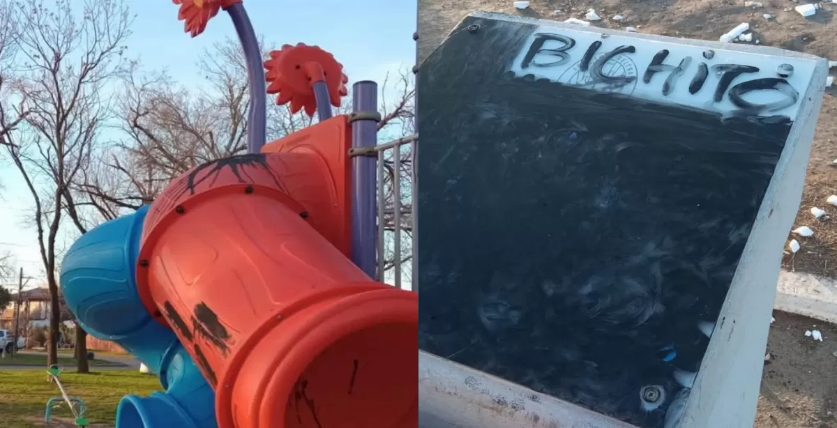 Vandalizaron los nuevos juegos de la plaza “Héroes de Malvinas” de Fray Luis Beltrán