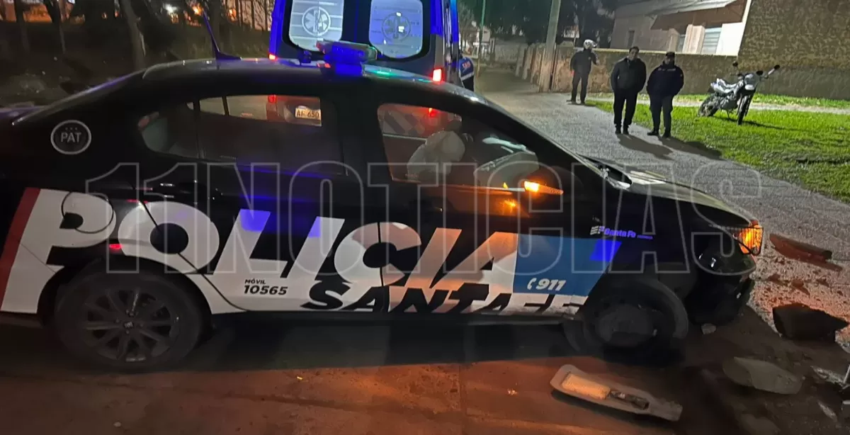 Bermúdez: un patrullero chocó contra una columna de alumbrado público   