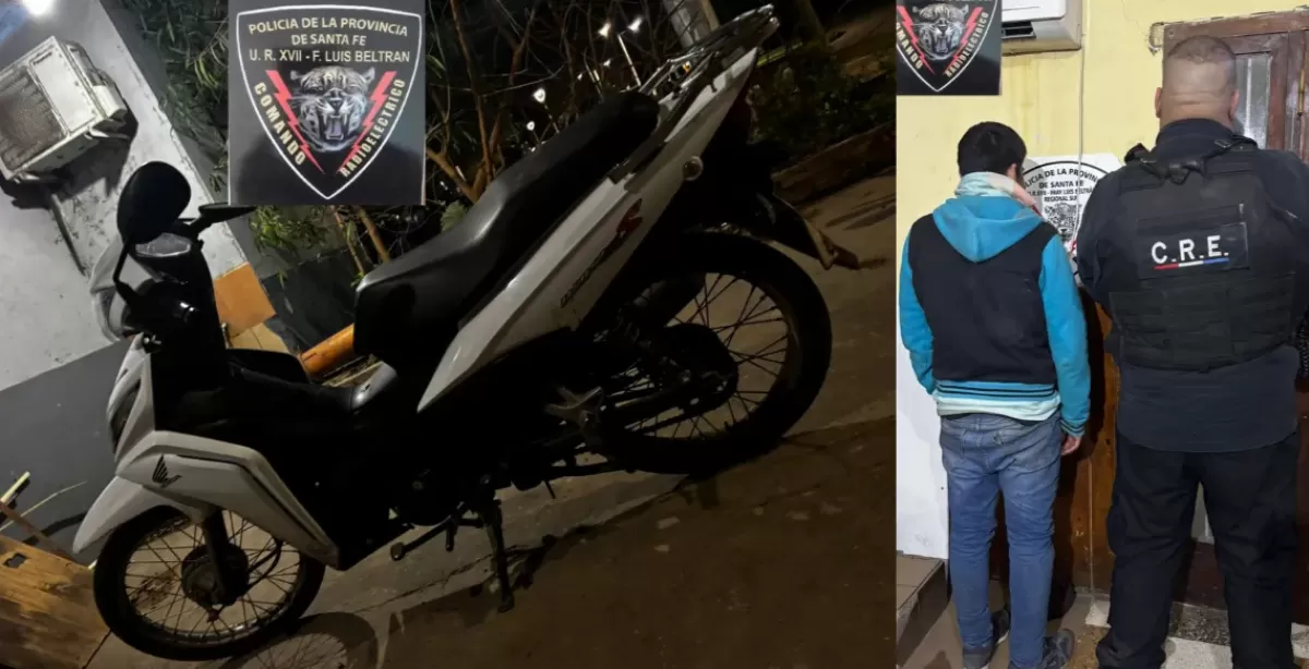 Beltrán: un joven cayó de una moto y fue detenido porque era robada