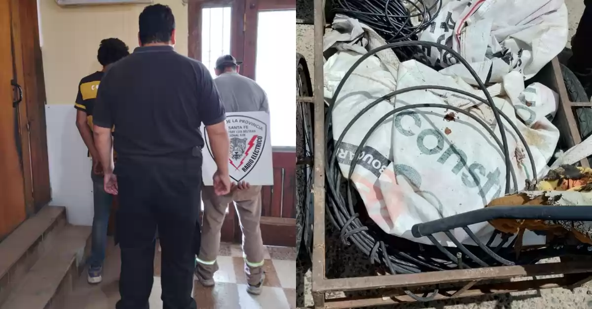 Intentaban robar en una casa y fueron detenidos con 50 metros de cables robados