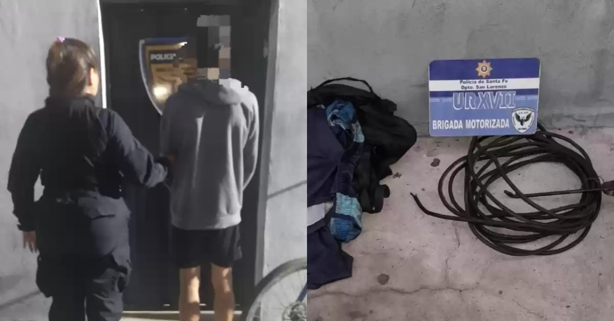 Detuvieron a un joven por llevar 15 metros de cables presuntamente robados
