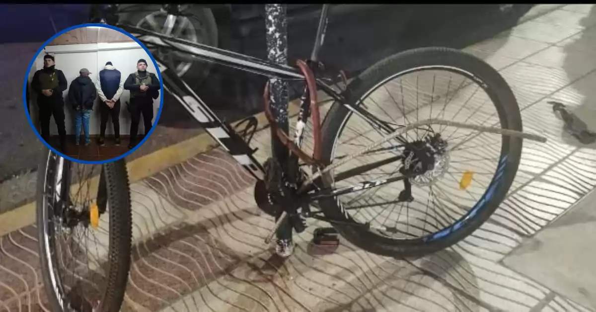 Dos hombres intentaban robar una bicicleta con un fierro y fueron sorprendidos por la policía