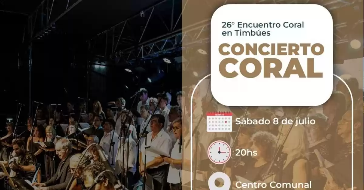 Este sábado habrá un concierto coral en Timbues con entrada libre y gratuita