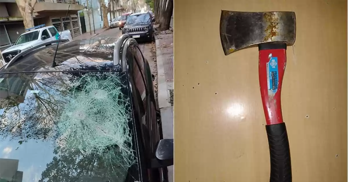 Le suspendieron la licencia al hombre que chocó y atacó a hachazos al otro vehículo