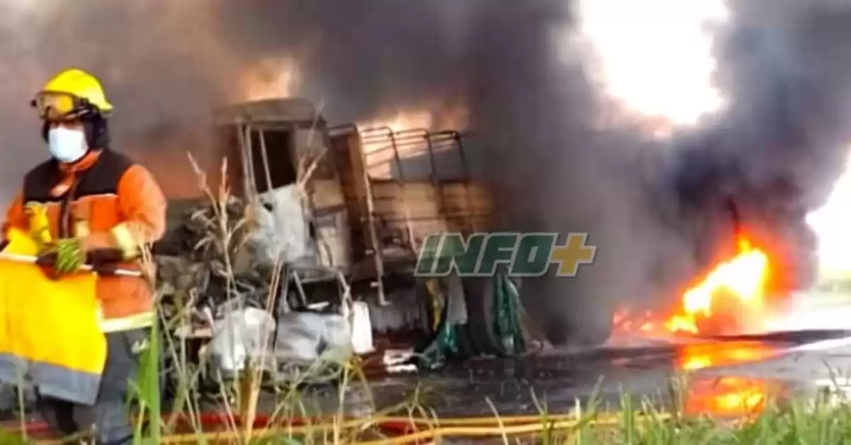 Un camión y un auto chocaron y se incendiaron en la ruta 91: hay al menos un muerto