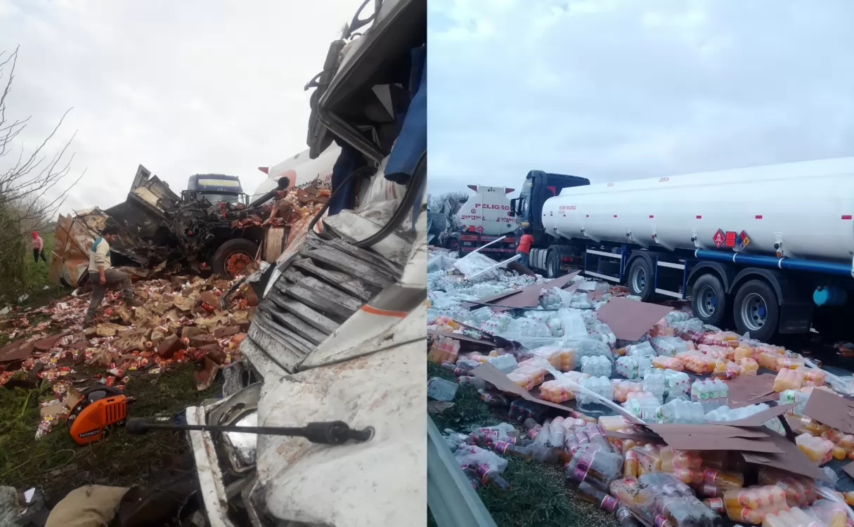 Impactante choque frontal entre dos camiones en Ruta 34