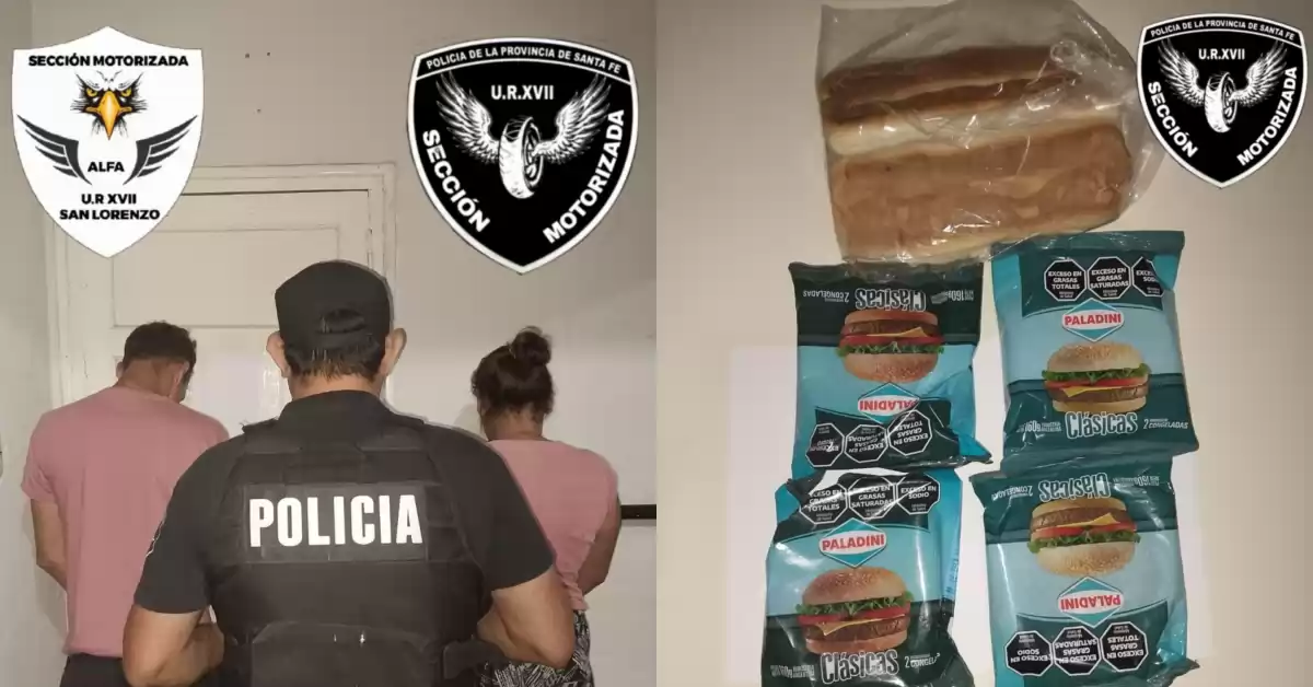 Se robaron 4 paquetes de hamburguesas de un supermercado y fueron detenidos por la policia