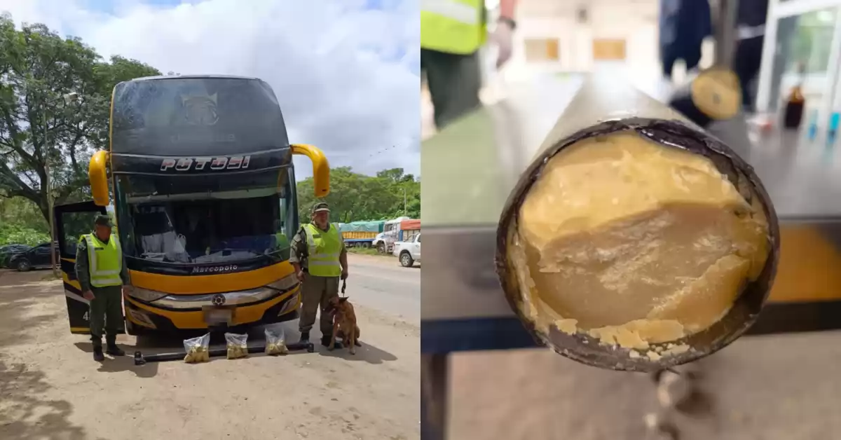 En un colectivo transportaban una lanza metálica rellena con 10 kilos de cocaína