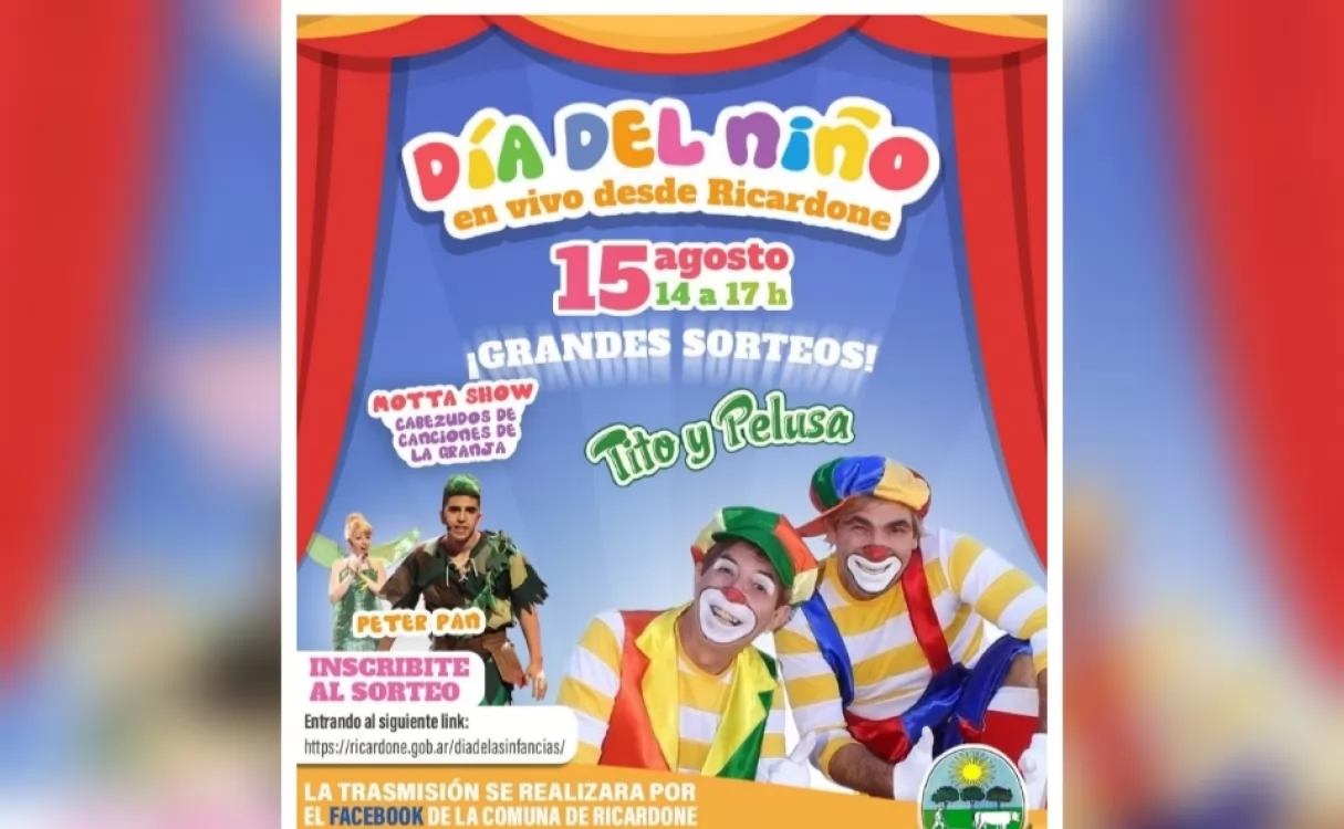 Festejo virtual del Día del Niño en Ricardone con Tito y Pelusa