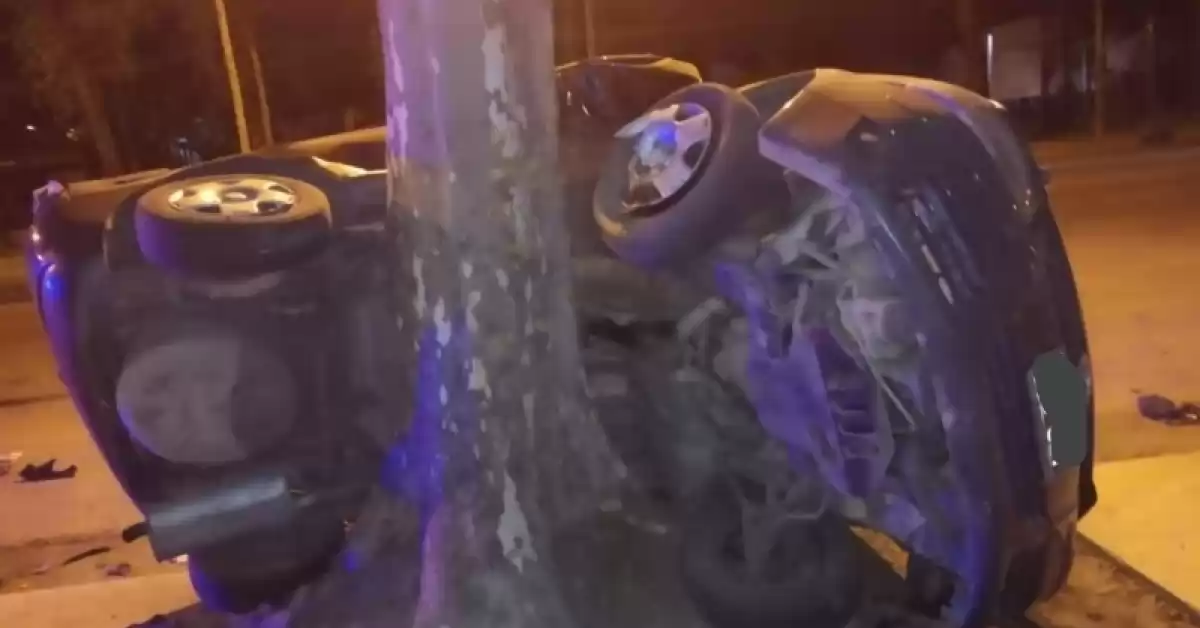 Impactante choque de un auto contra un árbol en Rosario