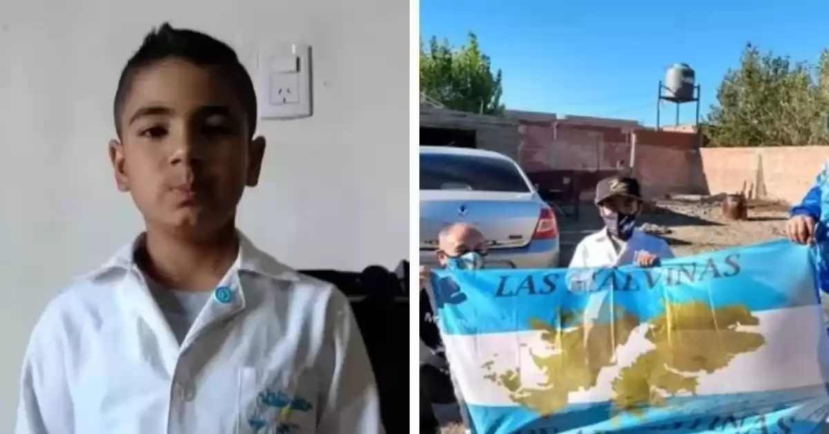 Thiago, el niño que impuso que los guardapolvos lleven la imagen de Malvinas viajó a Ushuaia