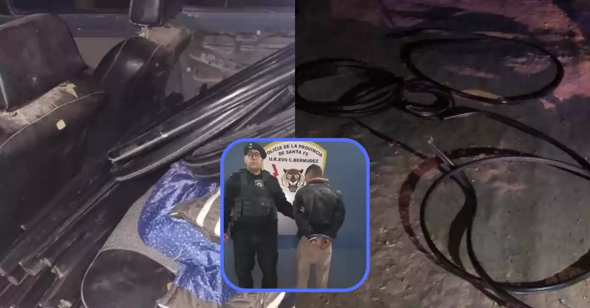 Bermúdez: robaba cables de la Cooperativa Telefónica, los guardaba en un auto y fue detenido
