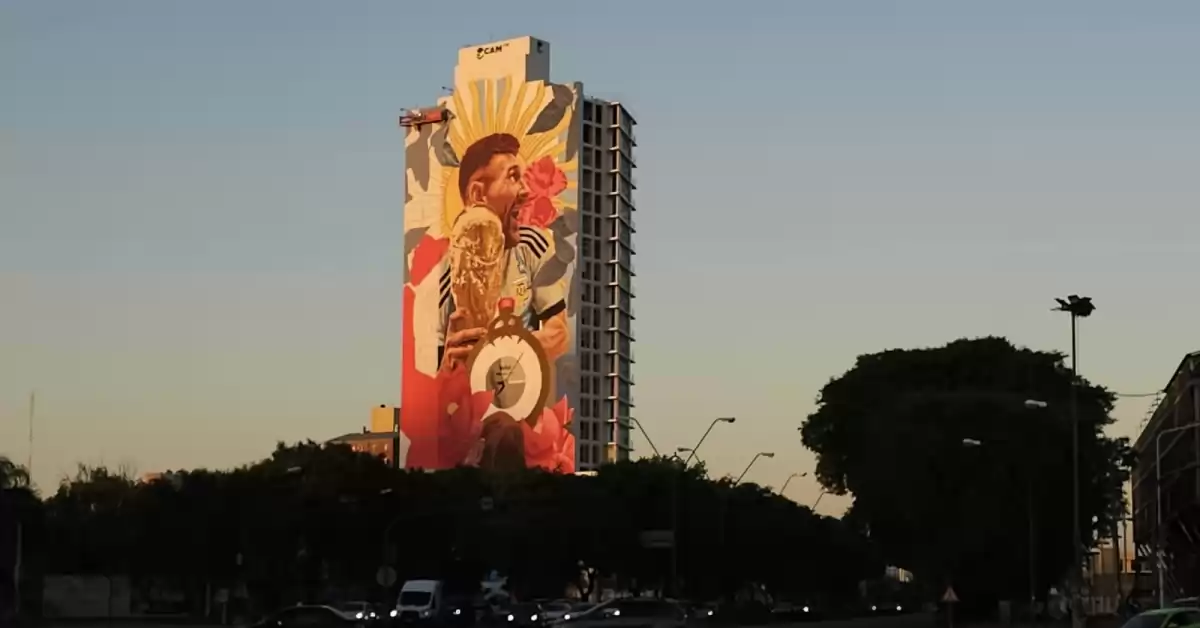 Un mural de Messi en Santa Fe se encamina al récord Guinness