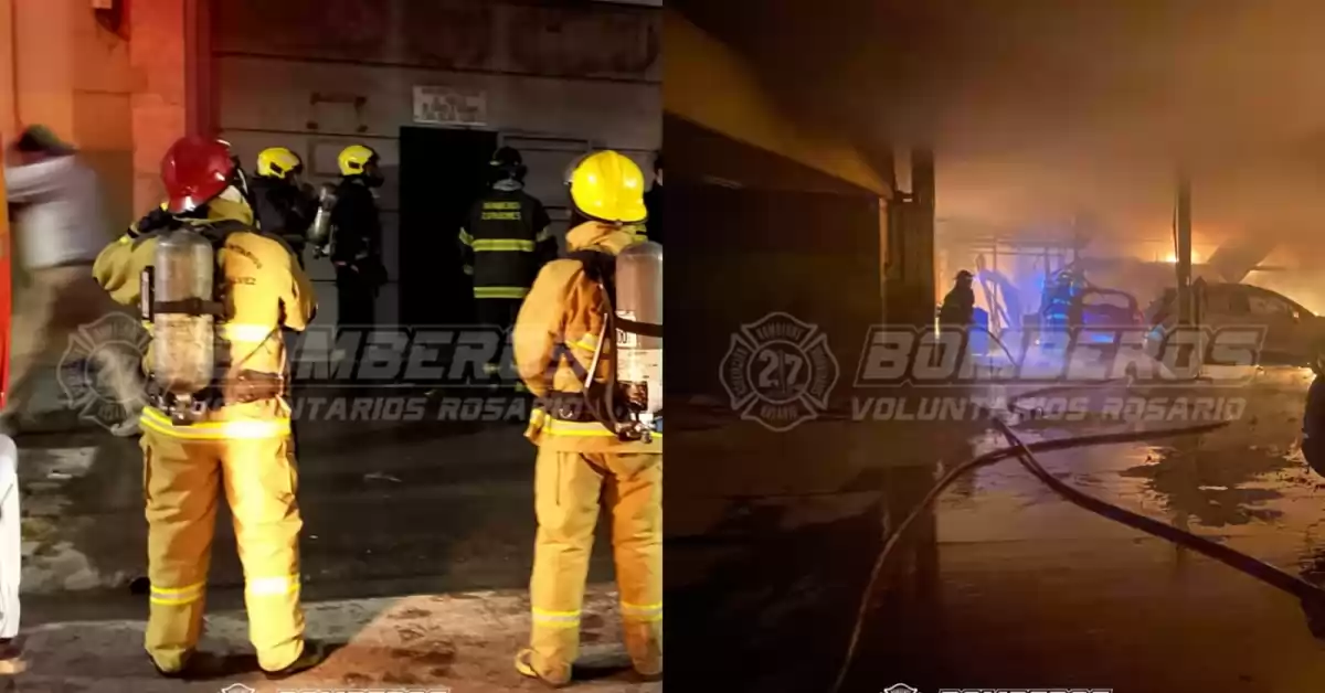 Un incendio destruyó un taller de chapería y pintura en el macrocentro de Rosario