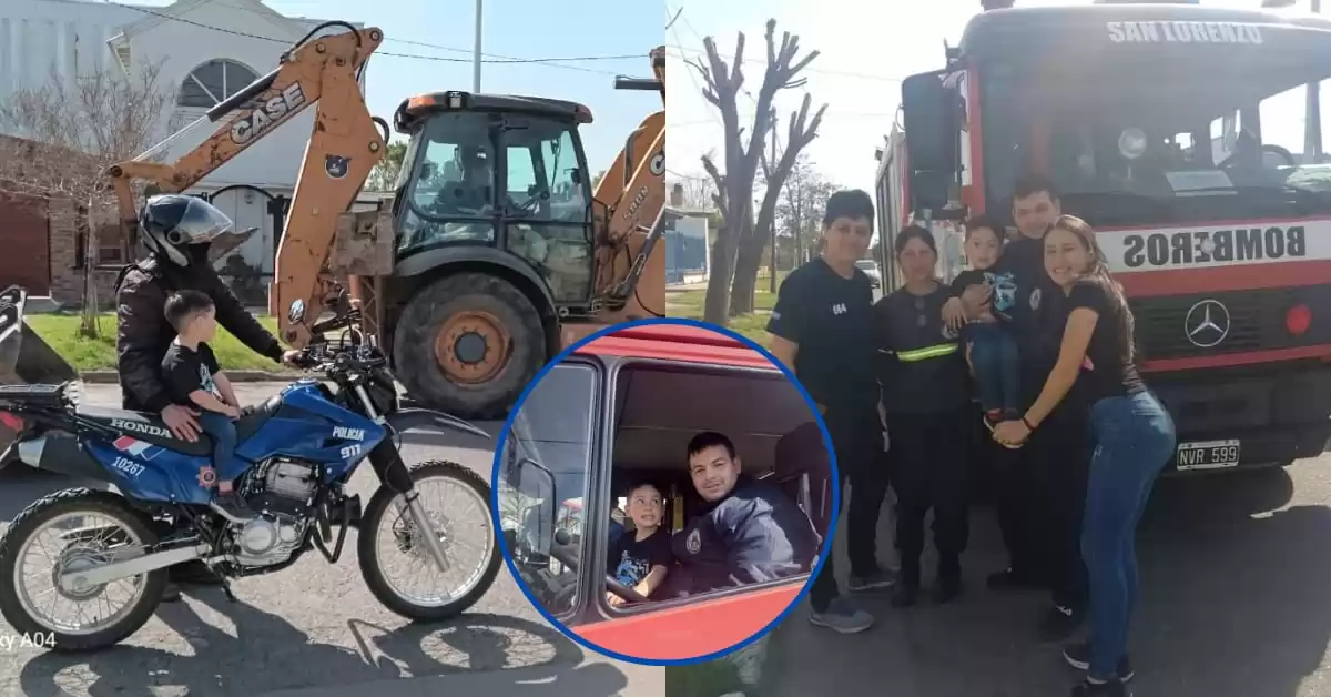 Bomberos, retroexcavadoras y policías “saludaron” a niño que cumplía 4 años en San Lorenzo