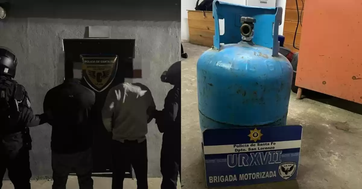 La policía detuvo a dos jóvenes con una garrafa presuntamente robada
