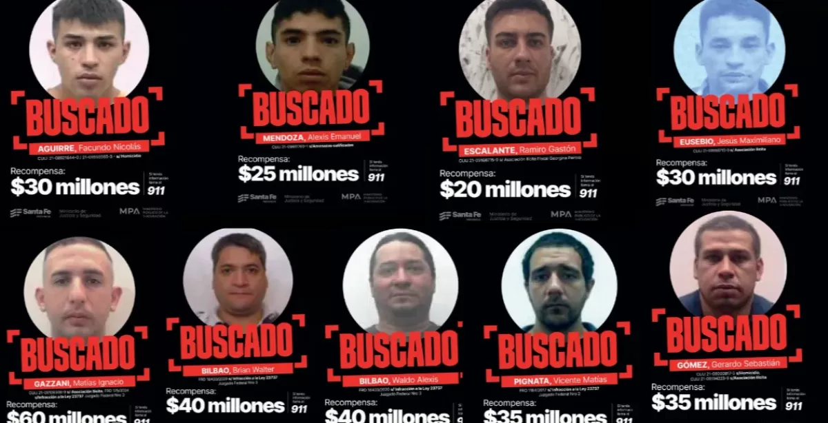 Quiénes son los 10 delincuentes más buscados de Santa Fe por los que ofrecen hasta $300.000 de recompensa