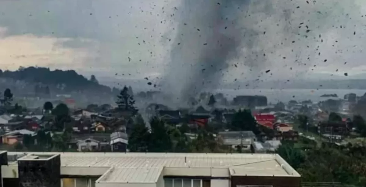 Un tornado causó destrozos en el sur de Chile y rige alerta por trombas marinas