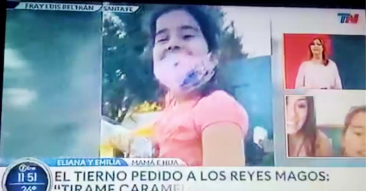 Emilia, la niña beltranense de “Tirame caramelos estoy aislada” es noticia nacional