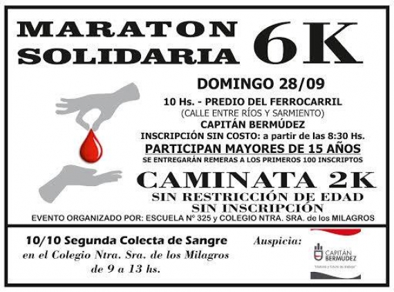 Maratón solidaria en Bermúdez por la donación voluntaria de sangre