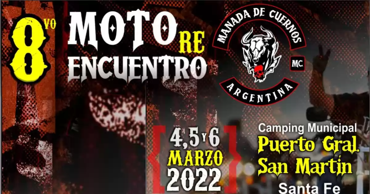 Se viene el 8vo motoencuentro Manada de Cuernos MC en Puerto San Martín