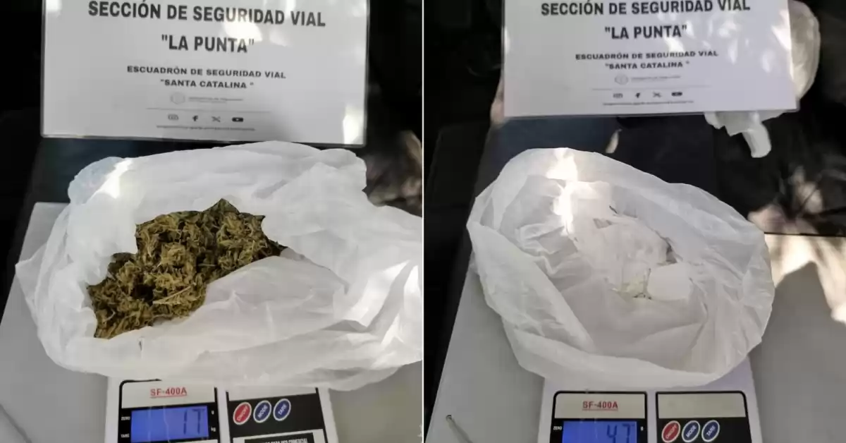 Detuvieron en San Luis a un ciudadano que llevaba cocaína y marihuana en su auto 