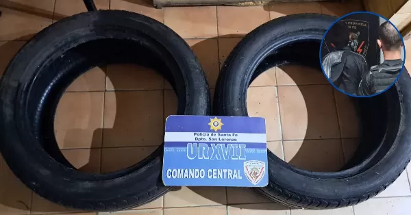 Llevaba dos cubiertas de dudosa procedencia y fue detenido en San Lorenzo