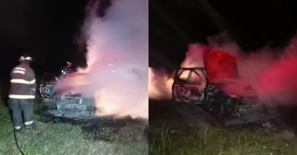 Aldao: Un vehículo ardió en llamas en inmediaciones de Ruta 10
