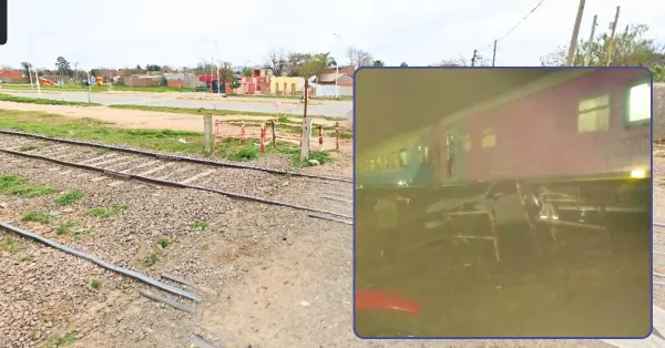 Fuerte choque de un tren y un automóvil en el paso a nivel de calle Estrada