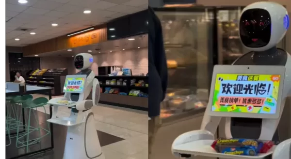 Furor por un robot “mozo” en una estación de servicio en Roldan