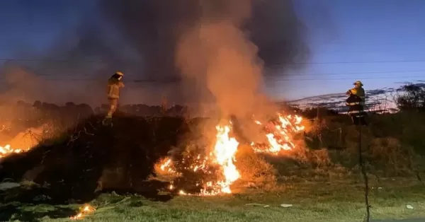 Bomberos sofocaron un importante incendio de pastizales en Avenida Interurbana de Fray Luis Beltrán 