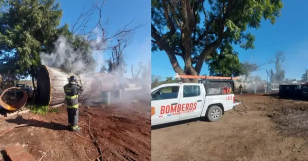 Chatarra de una empresa de montaje puertense provocó un incendio en la tarde de este jueves