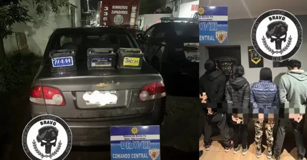 Detuvieron a cuatro personas que robaban baterías de autos en Puerto General San Martín 