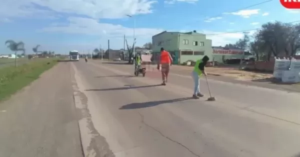 Cortes y desvíos en Timbúes por demarcación horizontal en calles internas y de Ruta 11