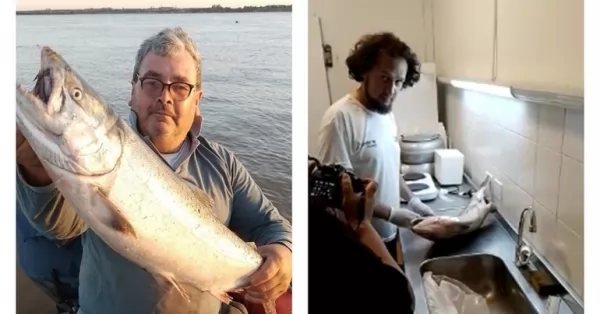 Pescó un salmón en el Río Paraná a la altura de Arroyo Seco