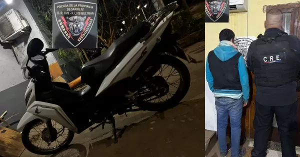 Beltrán: un joven cayó de una moto y fue detenido porque era robada