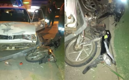 Un motociclista quedó inconsciente tras chocar con un auto en Puerto San Martín