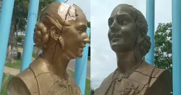 Vandalizaron un busto de Eva Perón en Granadero Baigorria 