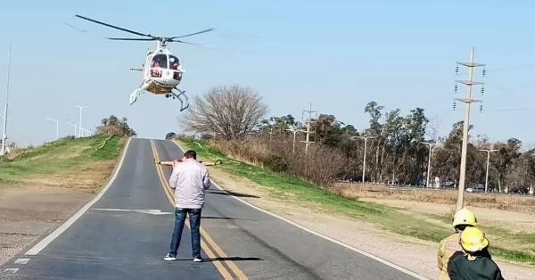 Una persona fue trasladada en helicóptero sanitario tras fuerte accidente en Puerto San Martín 