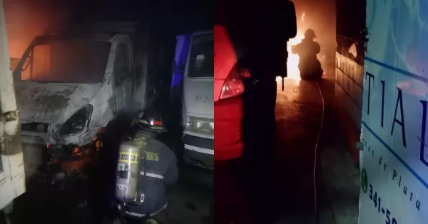 Se incendió el depósito de una empresa distribuidora de agua envasada en San Lorenzo