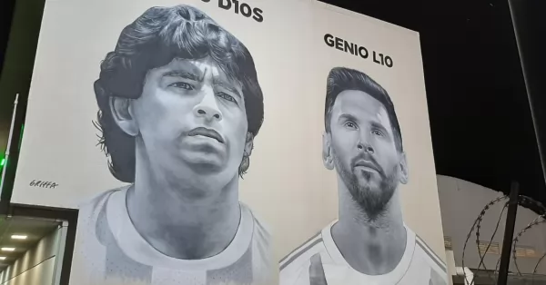 Puerto San Martín inauguró un mural de Lionel Messi en el Club Paraná