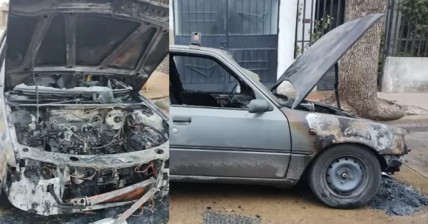 Un auto ardió en llamas en Fray Luis Beltrán