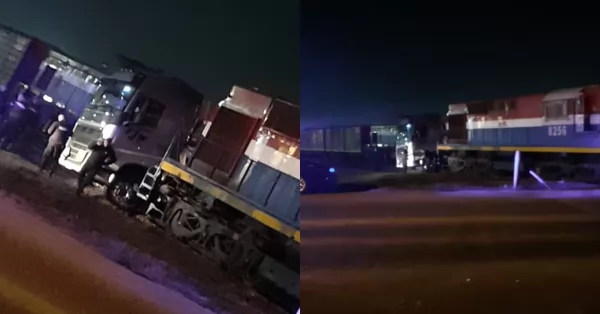 Un tren chocó a un camión en el paso a nivel de Ruta A012