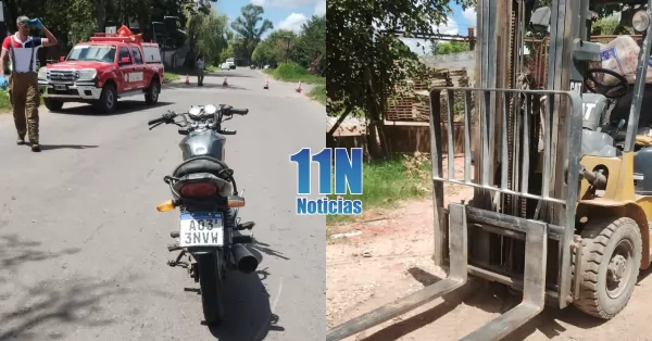 Una menor y una mujer heridas tras chocar en su moto con un autoelevador en Fray Luis Beltrán 