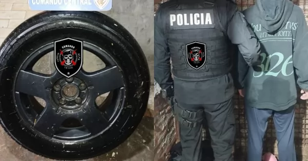 Un joven fue detenido por robar la rueda de auxilio de un auto en San Lorenzo