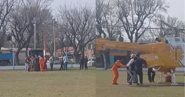 Un hombre cayó en la fosa de un taller mecánico de Puerto San Martín y fue trasladado en helicóptero a Rosario