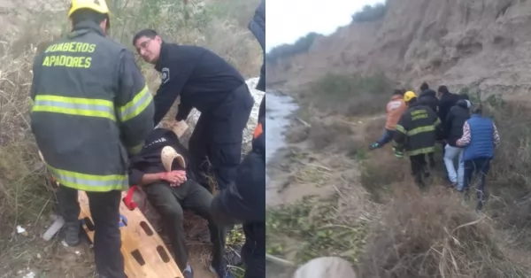 Puerto San Martín: Cayó con su camioneta por la barranca al río Paraná y fue rescatado por bomberos