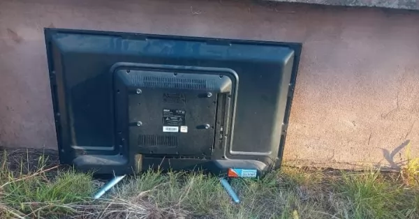 Salió a tirar la basura y se encontró con un televisor en su patio